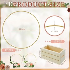 Metal Floral Hoop Iron Ring with Wooden Stand Macrame Art Gold Wreath Ring 12
