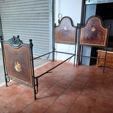 Letto  Antico In Ferro con Dipinti a Mano, singolo/ Matrimoniale