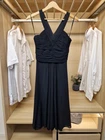 Coast Womens Black Pleated Cross Back Cocktail Party Midi Dress Size 10