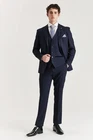 Men’s Glen Check Suit Tweed-Like Tailored Fit 3PC Set for Wedding & Business