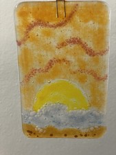 Sunrise Sunset Fused Glass Suncatcher Window Hanging 5  x3  .