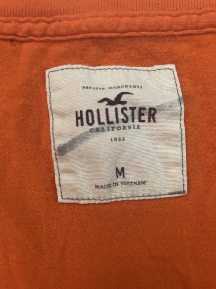 复古 Y2K Hollister V 领 T 恤短袖标志 M 橙色分层 Bella Swan — 第 3/4 张图片