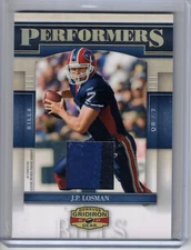 2007 Gridiron Gear J.P. Losman Performers Jerseys Prime Game Worn #d/50