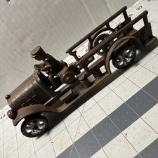  Vintage Authentic Kenton Cast Iron Fire Engine Truck 8 3/4" Long Rare