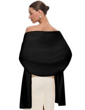 Women's Black Pashmina Shawl Wraps for Evening Dress Large Scarf Blanket Long...