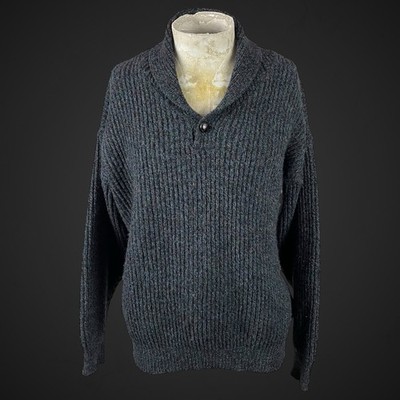 Herren Reine Wolle Pullover Made In Scotland Schalkragen Strick Highland Glen Vintage