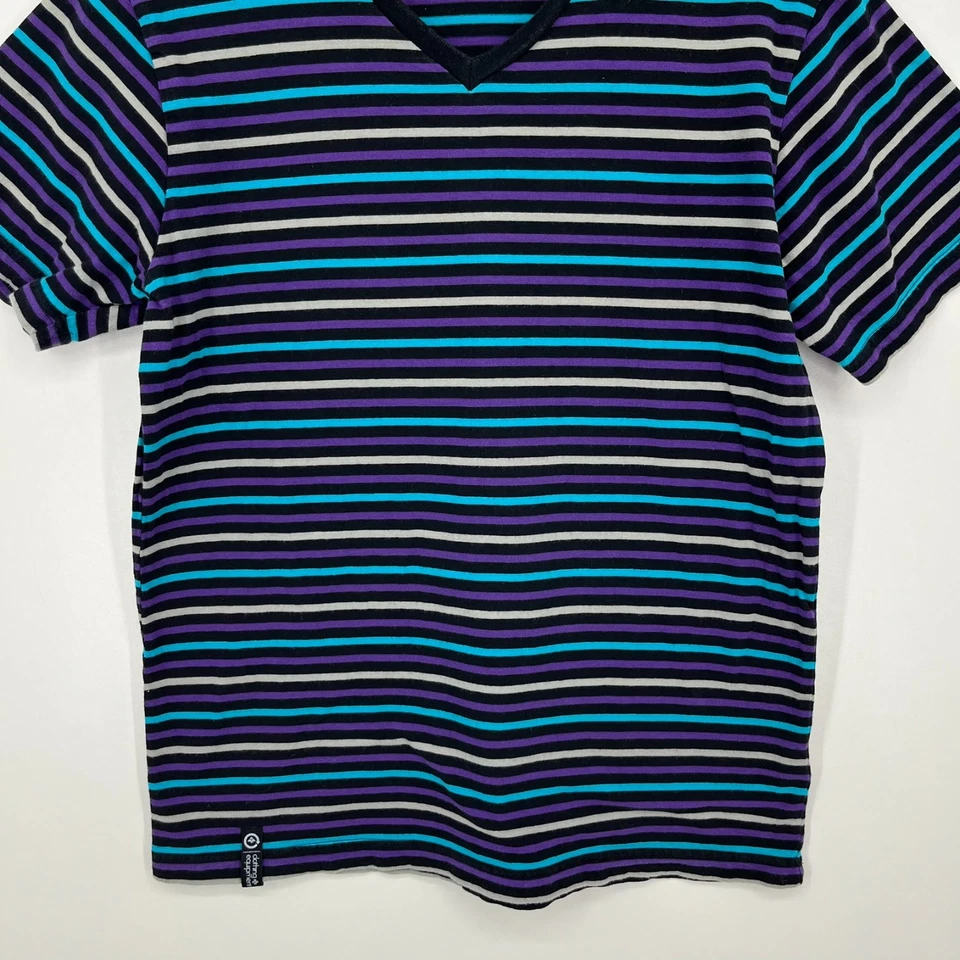 Camiseta LRG Para Hombre Talla L Púrpura Rayas Cuello en V Manga Corta De Colección Y2K Foto 3 de 4