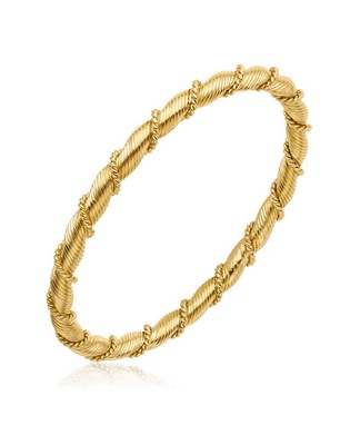 Vintage Van Cleef & Arpels 18k Yellow Gold Twisted Rope Bangle Bracelet