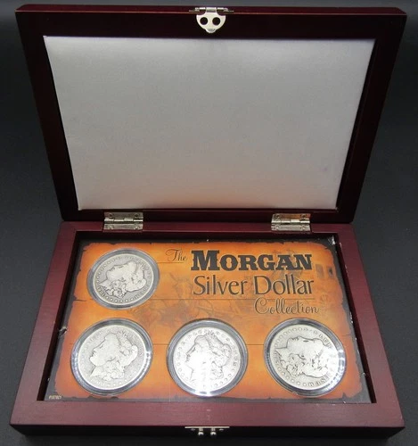 US 90% SILVER NEW ORLEANS MINT O MORGAN DOLLAR COLLECTION 4 COINS BOX NR