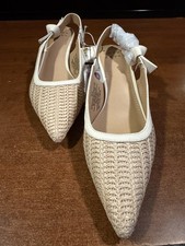 Women's Milan Raffia Slingback Heels - A New Day Beige 6.5 New Without Box