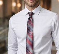 Van Heusen Red Gray Geometric Silk Tie VH Flex Spinner NWT Modern 3  MSRP 40