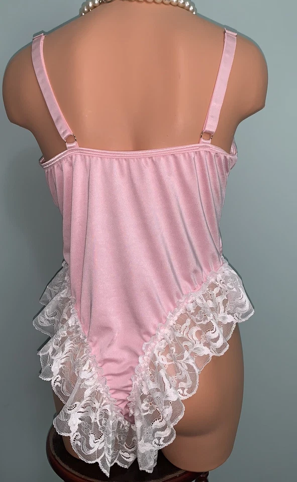 NUEVO Body de Peluche Brillante 3X Suave Volantes Encaje Coqueta Lolita Lencería Descarada Foto 3 de 4