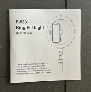 F-533 LED Ring Fill Light Kit 10W USB Portable w/ Tripod, Phone Holder