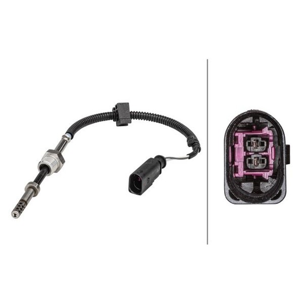 Sensor Abgastemperatur Geschraubt 2-Polig 210 Mm Kabel Hella FüR U.A. Audi A5-image