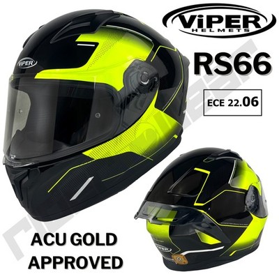 ViPER RS66 Motorradhelm Integralhelm ECE 22.06 ACU Gold Road Fluo Yellow XLarge
