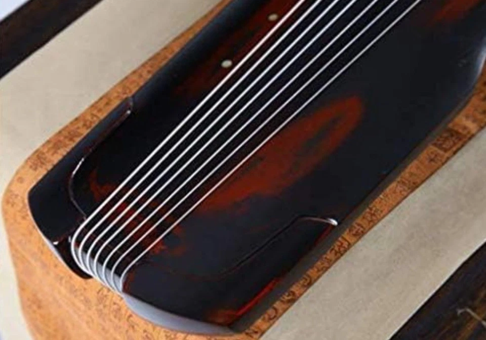 Instrumentos de cuerda chinos rojos cinabrio estilo 7 cuerdas Guqin Fuxi Foto 4 de 4