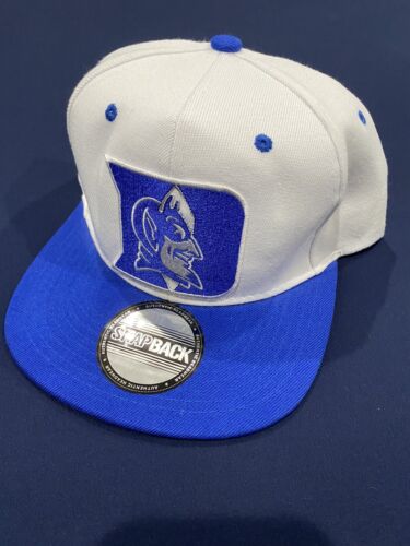 DUKE UNIVERSITY BLUE DEVILS Mascot Embroidered Logo White Hat Cap Snapback  NEW