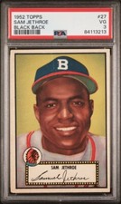 1952 Topps Sam Jethroe BLACK BACK PSA 3 VG (JUST GRADED) Boston Braves #27