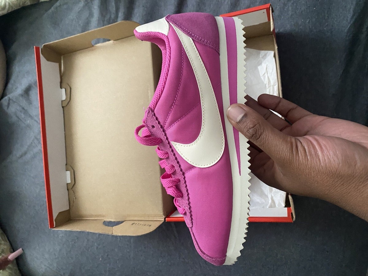 nike cortez trainers in pink nylon