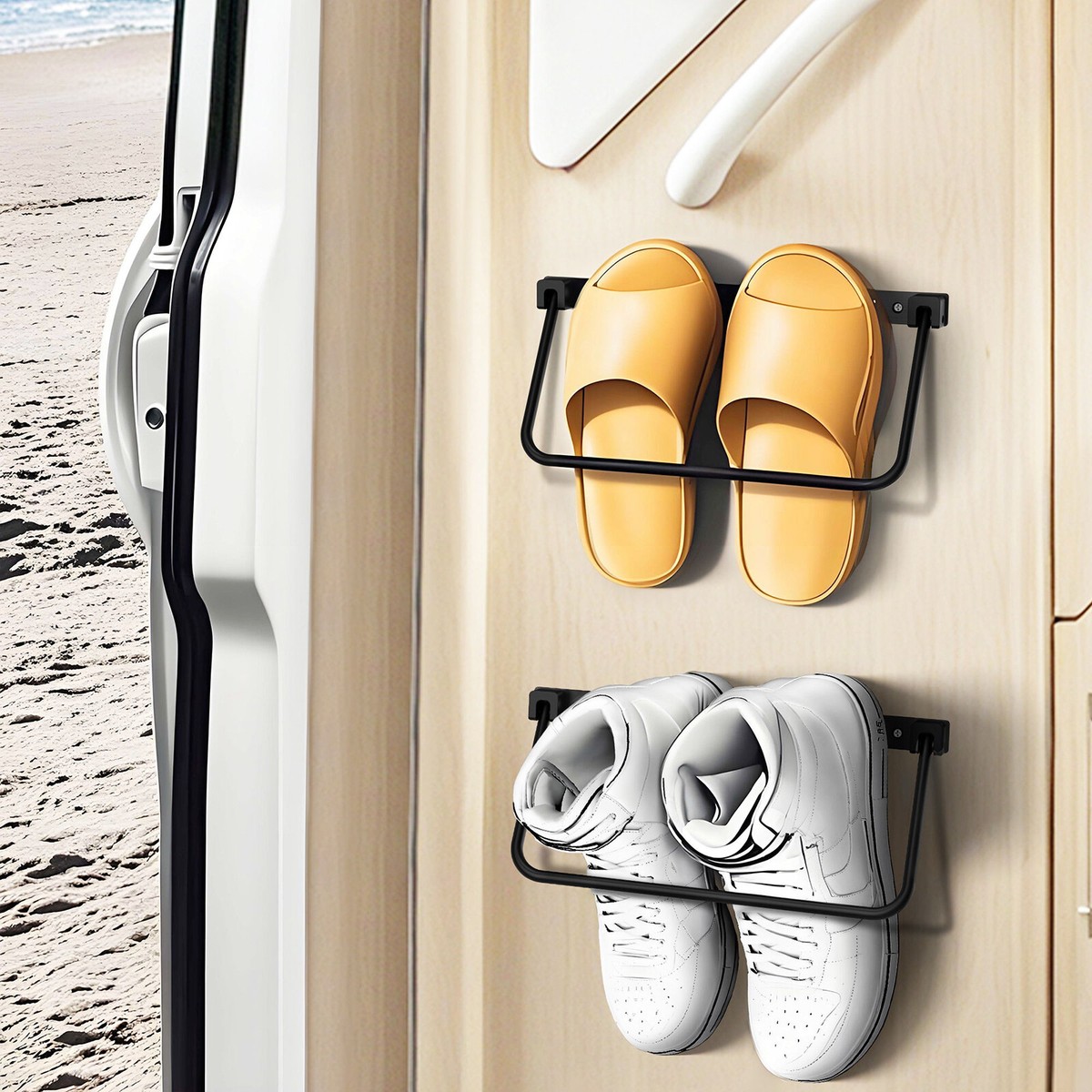 Pair RV Camper Wall Mounted Entryway Shoes Storager Organizer Shoe