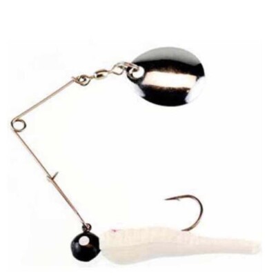 Johnson Beetle Spin Fishing Lure, 1/8 Oz, White/Black /Red Eye,