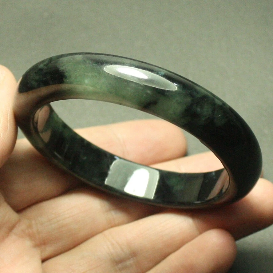 57mm Emerald Green Icy Jadeite Jade Bangle Bracelet Chinese Jade