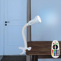 Tischlampe Leseleuchte Klemmleuchte Flexo-Arm Weiß Rgb Led Dimmbar Fernbedienung