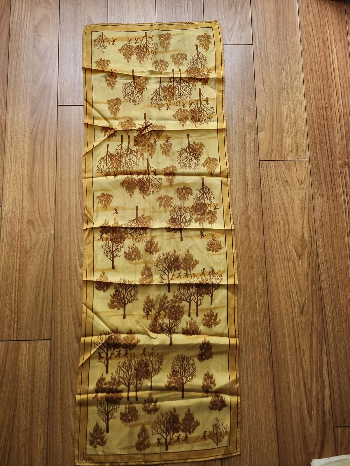 Vintage 80s Vera Winter/Spring Scene Polyester Oblong Head/Neck Scarf 14.5X43.5"