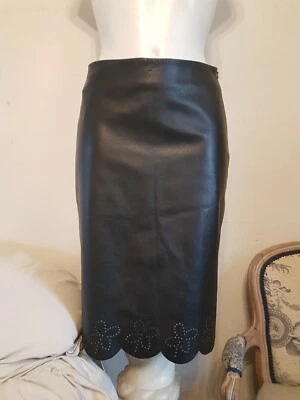Ravissante Jupe Caroll Cuir 38 Neuve Etiquette - Photo 1/4