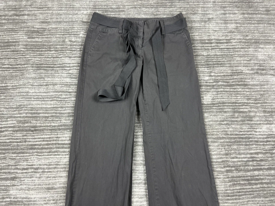 Elle Pants Womens 8 Gray Belted Bootcut Cotton Blend Casual - Image 2 of 4