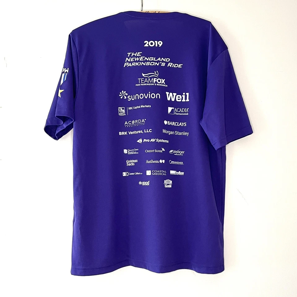 Camiseta de carrera 2019 New England Parkinson’s Ride talla L bicicleta púrpura Foto 2 de 4