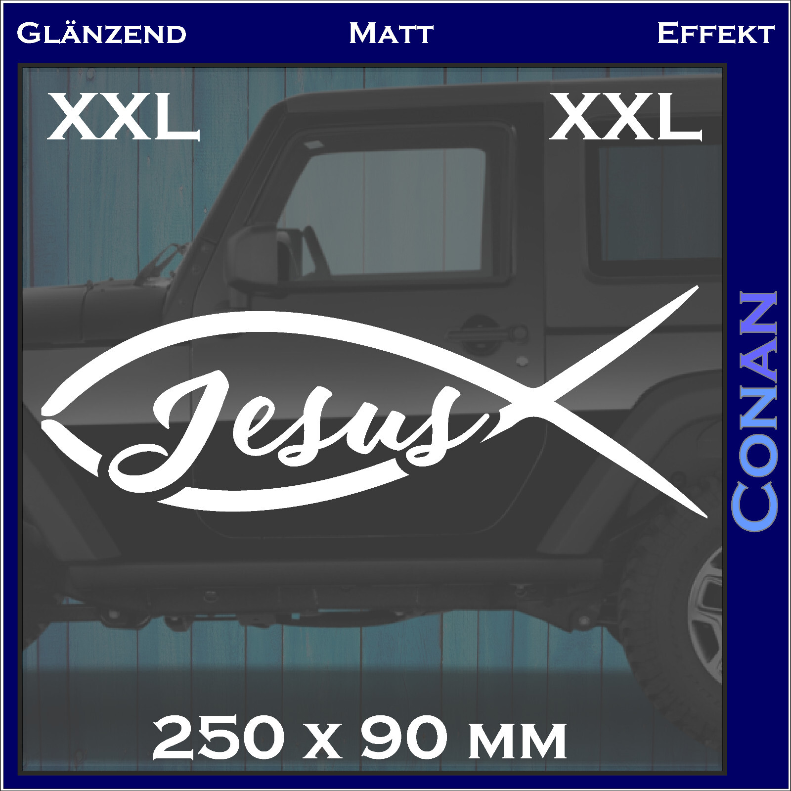 XXL - Jesus Aufkleber Fisch Symbol Christlich Auto Autoaufkleber Sticker 2