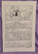 Looney Tunes #228 Original Art Page  SIGNED Scott McRae -  11 x 17 Daffy & Porky