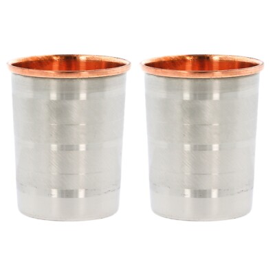 Kupfer Trinkbecher Becher Wassergläser Ayurveda Gesundheit Stahl 250ml 2x