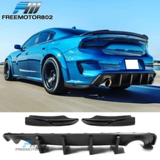 For 20-23 Charger Widebody Matte Black Rear Bumper Diffuser Lip + Apron Spat PP