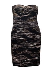 Windsor Size S Bodycon Dress Length 32” Cotton Poly Zipper Strapless Metallic Z