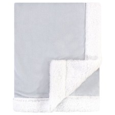 Hudson Baby Infant Plush Blanket with Sherpa Back, Gray White, One Size