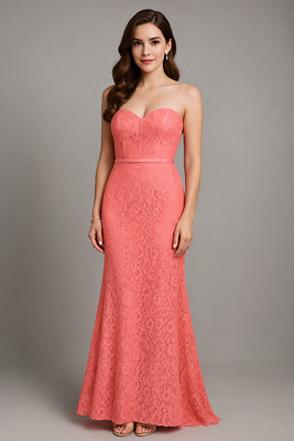 Dancing Queen Maxi Dress Womens XXL Pink Lace Ball Gown Prom Elegant Homecoming