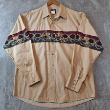 Wrangler Western Shirt Mens XL Beige Aztec Southwestern Pearl Snap Cowboy Rodeo