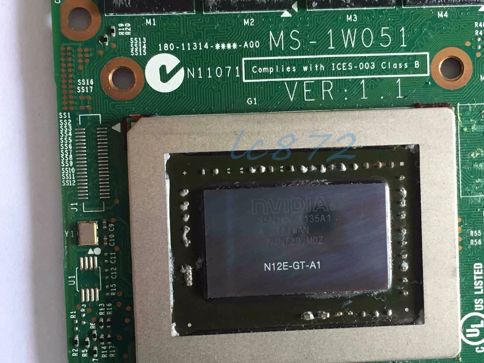 MSI NVIDIA GEFORCE GTX 570M 1.5GB DDR5 N12E-GT-A1 MS-1W051 VER:1.1 VIDEO CARD - Image 2 of 3