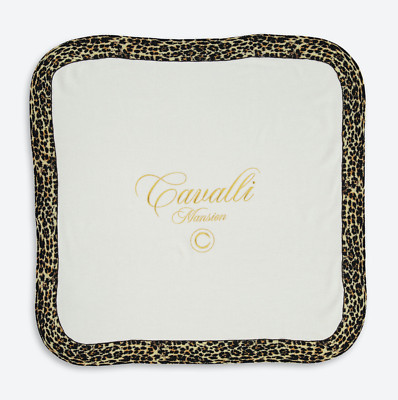 ROBERTO CAVALLI Cream & Leopard Print Logo-Embroidery Baby Nest Blanket