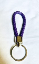 Lavender Purple Keychain Fob Lanyard Braided Faux Leather N46202-2 Matte