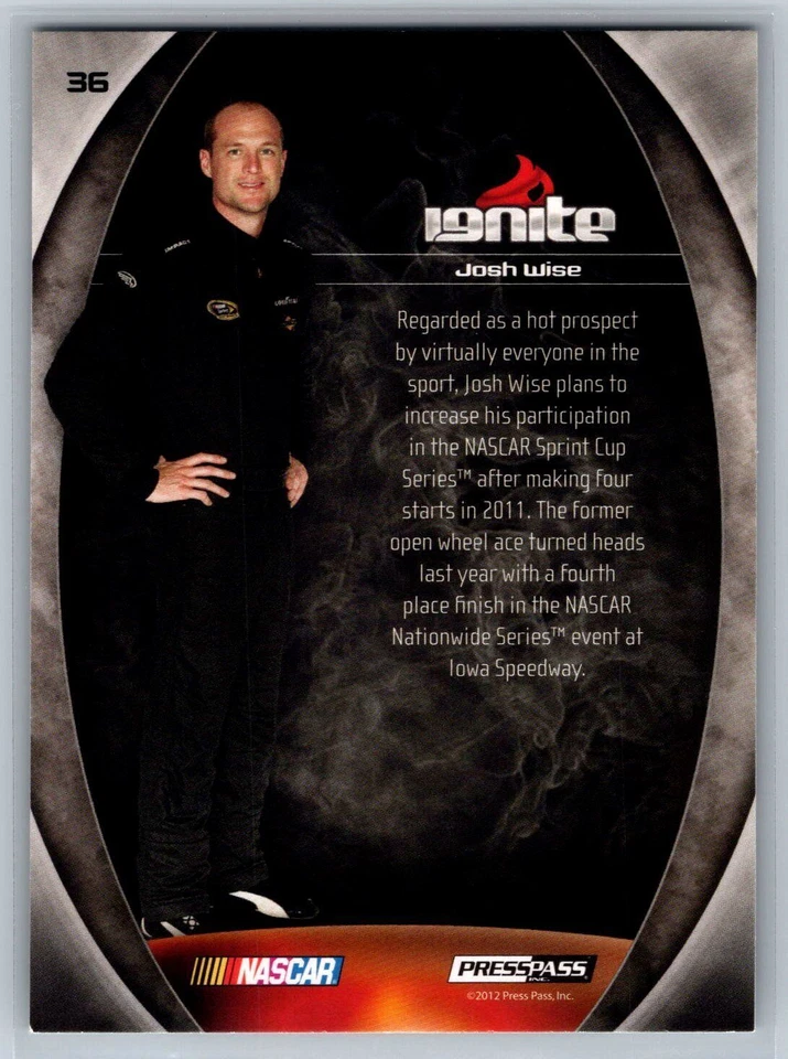 2012 Press Pass Ignite Josh Wise Rookie RC #36 - Image 2 of 2