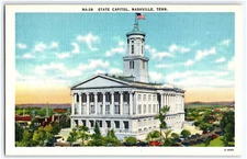 NA-28 STATE CAPITOL BUILDING IN NASHVILLE TENNESSEE LINEN POSTCARD