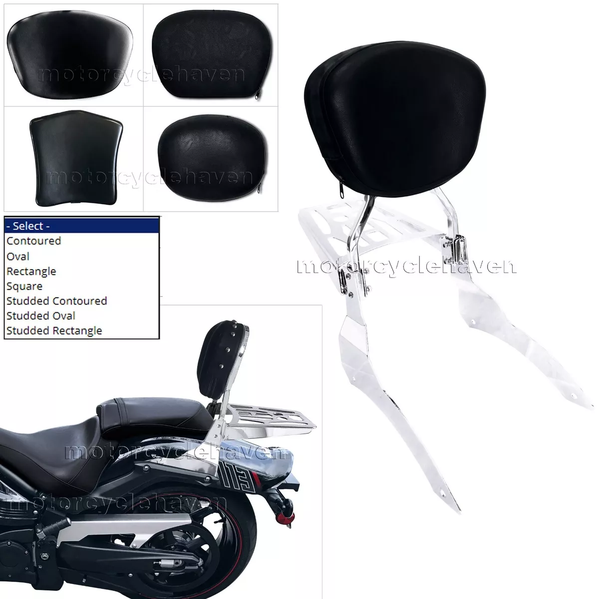 Passenger Chrome Sissy Bar Backrest Luggage Rack Yamaha Raider