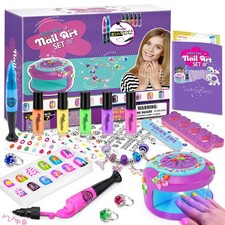Kids Nail Polish Set for Girls, DIY Nail Art Kit Toys with Nail Dryer,Fake Na...