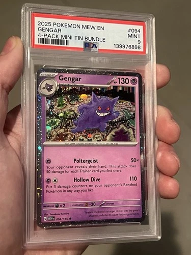 FULL SWIRL - PSA 9 GENGAR 094/165 SAMS CLUB EXCLUSIVE 151 4 PACK TIN COSMOS HOLO