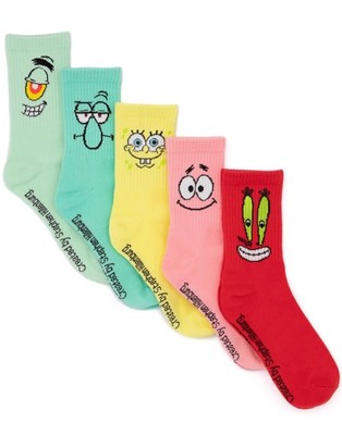 SpongeBob SquarePants Gelb Mutli-Character Wadensocken 5er-Set Unisex Erwachsene