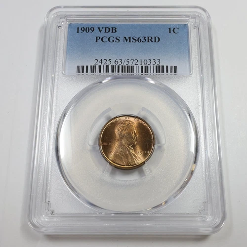 1909 P VDB PCGS MS63 RD RED - Lincoln Wheat Penny Cent 1c US Coin #56789A