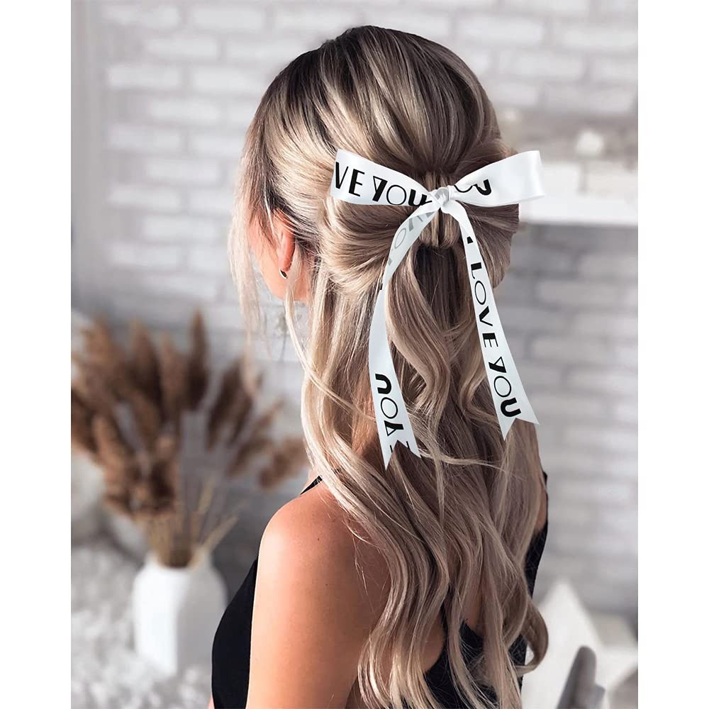 1 Inch 50 Yards White I Love You Printed Satin Ribbon, Valentine Gift Wrap Bow